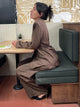 Vintage Brown Strip Blazer Jacket Pant Sets Padded Shoulder Slim Fit Suit Coat High Waist Casual Trousers 2025 New Autumn Outfit
