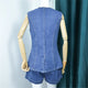 Summer Women's Denim Shorts Suit Sleeveless O-neck Single Breasted Split Top Vest High Waist Wide Leg Shorts 2024 Lady Sets