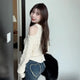 Women's Clothing Off Shoulder Sweet Sweaters Autumn/Winter Sexy Unique Tops Lady Elegant Crew Neck Knitted All-match Pullovers
