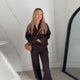 Casual Simple Loose Sweater Trousers Set Solid Color Retro Versatile Comfortable Streetwear Top Pants Commuting Women's Outfit
