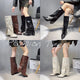Fashion High Heels Knee High Boots for Women Winter 2025 Trend Pointed Toe Knight Boots Woman Fold Over PU Leather Long Botas