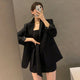 Ele Long Sve Suit Jaet ort Coat + Waist-Cinching Vest Dr Women's Faion Set Cotton Material Autumn Season