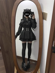 3-Color Sweet Gothic Lolita Coord Set, Off Shoulder Lace Blouse & High Waist Skirt, Kawaii Japanese Style Two Piece Outfit S-XL