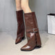 Fashion High Heels Knee High Boots for Women Winter 2025 Trend Pointed Toe Knight Boots Woman Fold Over PU Leather Long Botas