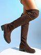 2024 New Women Boots Winter brown Over The Knee Boots Comfort Lace Up Chunky High Heels Shoes Fashion Warm Suede Round Toe Boots