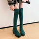 Stretchy Knit Over The Knee Boots Women Plus Size 35-42 Thick Heel Long Boots Woman Comfortable Slip On Slim High Botas Mujer