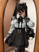 3-Color Sweet Gothic Lolita Coord Set, Off Shoulder Lace Blouse & High Waist Skirt, Kawaii Japanese Style Two Piece Outfit S-XL