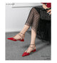 Summer high-heeled women's sandals Fashion brand design pointed rivet red casual shoes Large size 41-43
