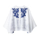 HH Women's 2-piece Set Of Blue Embroidered Single-breasted Loose Shirt + Chic High-waisted Loose Pleated Street Skirt Suit