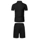 Men's Comfortable Short-Sleeved Waffle Polo Shirt And Shorts Set - Breathable Lightweight Spring/Summer Clothing