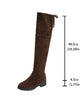 2024 New Women Boots Winter brown Over The Knee Boots Comfort Lace Up Chunky High Heels Shoes Fashion Warm Suede Round Toe Boots