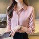 New Spring satin shirts solid color office ladies shirts fashion Women Blouses Long Sleeve Tops Blusas Mujer