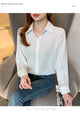 New Spring satin shirts solid color office ladies shirts fashion Women Blouses Long Sleeve Tops Blusas Mujer