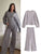 HH Women's 2-Piece Set Fashion Slimming Double-Sided Fabric Round Neck Long-Sleeve Top+Elegant Stretch Casual Wide Leg Pants