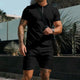 Men's Comfortable Short-Sleeved Waffle Polo Shirt And Shorts Set - Breathable Lightweight Spring/Summer Clothing