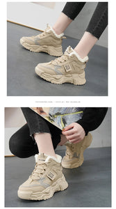 Winter New Women High Top Snow Boots Warm Plush Woman Comfortable Sneakers Waterproof Cottom Shoes Fashion Female Footwear 2025