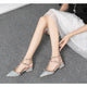 Summer high-heeled women's sandals Fashion brand design pointed rivet red casual shoes Large size 41-43