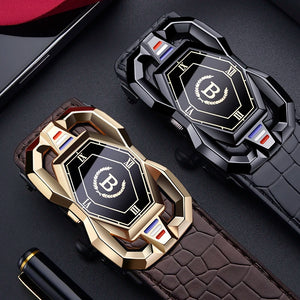 High-end And Atmospheric Men's Automatic Buckle Crocodile Pattern Belt New Men's Casual Wear Belt Fashion Youth Business Belt
