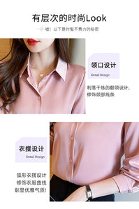New Spring satin shirts solid color office ladies shirts fashion Women Blouses Long Sleeve Tops Blusas Mujer