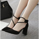 Women's Shoes Sandals Female Summer Thick with High-heeled Pointed Stiletto Sexy Nightclub Buckle Strap Zapatilla Mujer