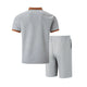 2025 summer new men waffle pocket color matching POLO shirt short sleeve shirt T-shirt shorts two sets