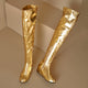 ORCHA LISA Over Knee Boots 60cm High Shiny Fashion Round Toe Wedge Heel Heel Big Size 47 48 US16 US17 Red Black