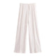 HH Women's 2-Piece Set Fashion Slimming Double-Sided Fabric Round Neck Long-Sleeve Top+Elegant Stretch Casual Wide Leg Pants
