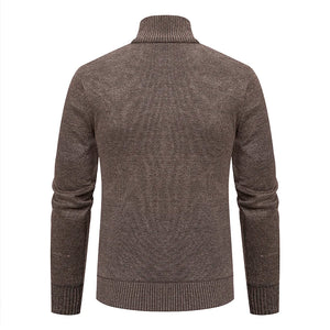 Thickened jacket men's autumn and winter warm trend line stand collar knitted cardigan sweater coat
