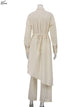 Oymimi Elegant Apricot Print Sets For Women 2 Pieces Fashion Long Sleeve Pockets Lace-Up Button Robe And Drawstring Pants Sets