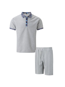 Summer Men Sports Polo Suit Short Sleeve Stylish Zipper Polo Shirt And Shorts Set Men Casual Streetwear 2-pie Leisure Sports Set